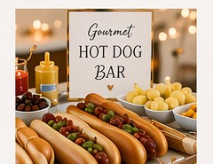 Gourmet Hot Dog Bar with toppings and sauces
