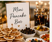 Mini Pancake Bar made fresh with toppings and drizzles