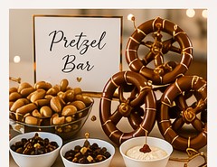 Pretzel Bar with warm soft pretzels and dipping sauces